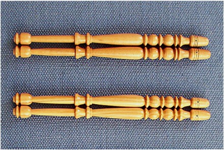 24 pairs of Ornamentally Turned Midlands Bobbins